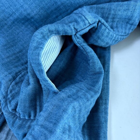 Soft Surroundings Chambray Denim Frayed Edge Jacket Size 3X Blue Pockets Artsy - Picture 9 of 12